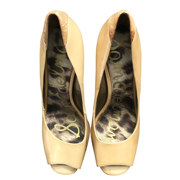 Sam Edelman Tacoma Peep Toe Leather Upper Tan High Heels Size 7 1/2 - Picture 2 of 12